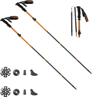 Ultra Strong 7075 Aluminum Trekking Poles for Hiking Lightweight Foldable - Professional Hybrid Terrain (2PC)