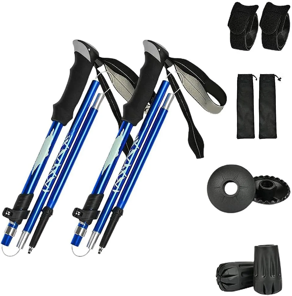 Ultra Strong Trekking, Walking, and Hiking PolesTrekking Poles Aluminum Alloy Folding Ultra-Light andultra-Short- Collapsible, Lightweight, Quick Locking, and Ultra Durable