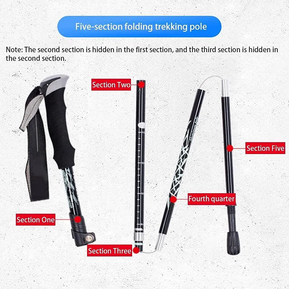 Ultra Strong Trekking, Walking, and Hiking PolesTrekking Poles Aluminum Alloy Folding Ultra-Light andultra-Short- Collapsible, Lightweight, Quick Locking, and Ultra Durable