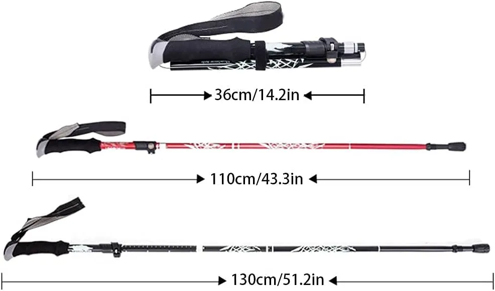 Ultra Strong Trekking, Walking, and Hiking PolesTrekking Poles Aluminum Alloy Folding Ultra-Light andultra-Short- Collapsible, Lightweight, Quick Locking, and Ultra Durable