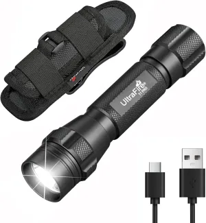ULTRAFIRE Tactical Flashlight with Holster, 1000 High Lumens Law Enforcement LED Flashlight with Belt Holder, 3 Modes Bright Police Flashlights with Holster for Duty Belt Torch T1 PRO