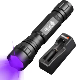 ULTRAFIRE UV Flashlight 395 nm LED Blacklight, 10W Single Mode Powerful UV Light for Curing Resins, Anti-Counterfeit Identification, Detecting Pet Urine Stains, Fluorescents, Scorpions