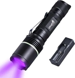 ULTRAFIRE UV Flashlight 395nm LED Blacklight, Single Mode Ultraviolet Flashlight for Curing UV Glue, Pet Urine Stain, Leak Detector, Detecting Scorpions