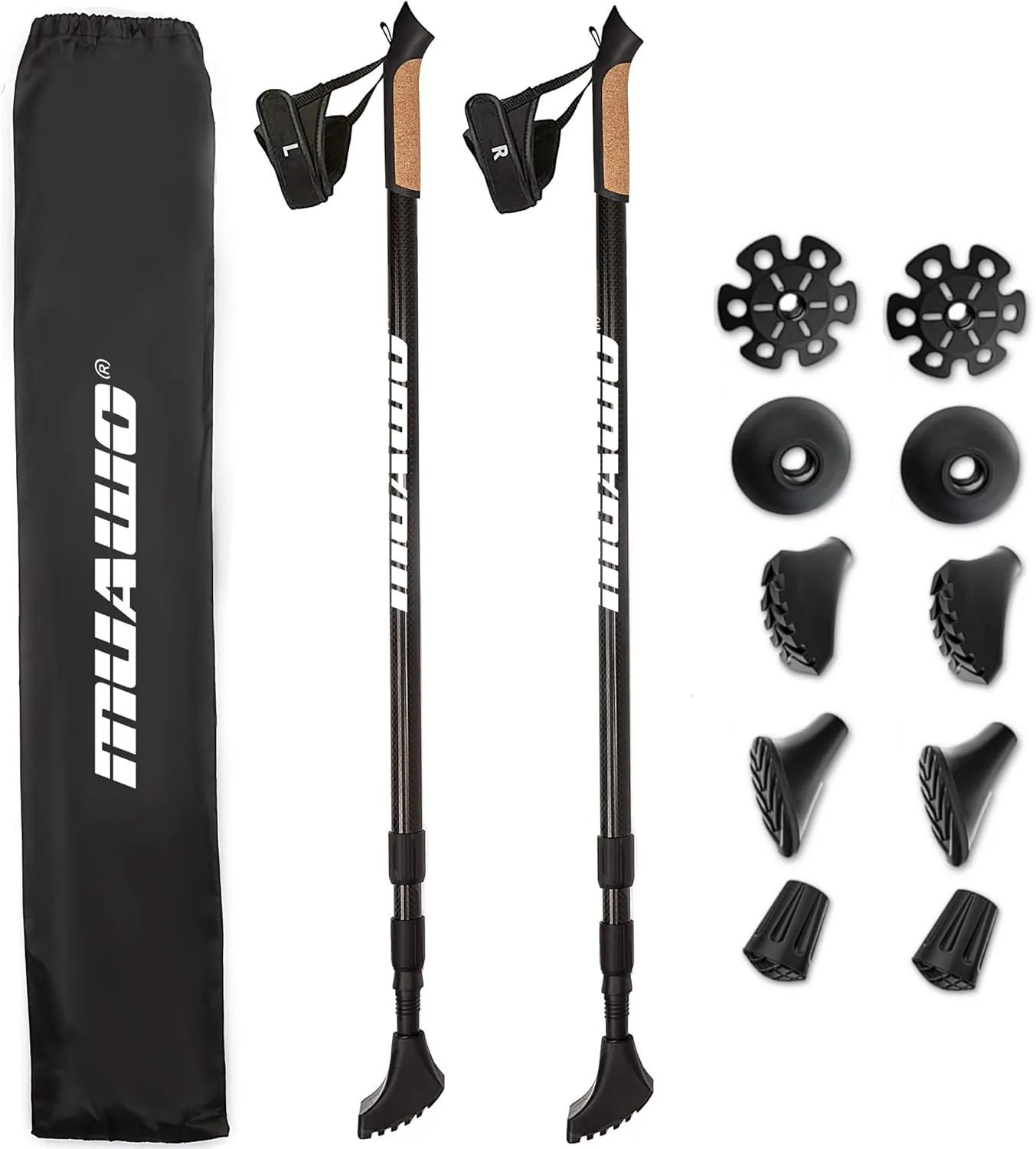 Ultralight Carbon Nordic Walking Poles | Adjustable Telescopic, 64-135cm | Muawo