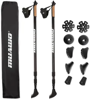 Ultralight Carbon Nordic Walking Poles | Adjustable Telescopic, 64-135cm | Muawo