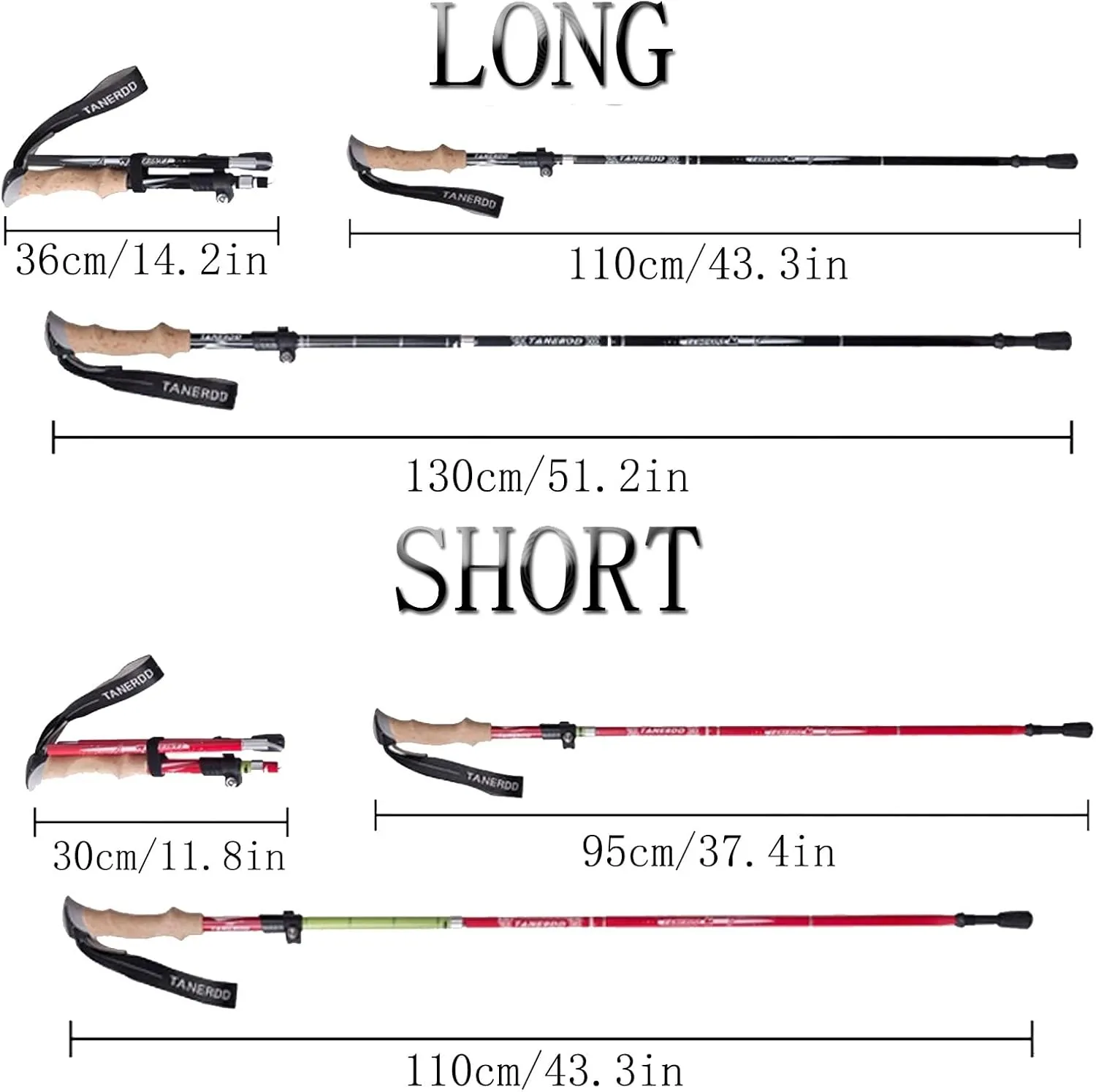 Ultralight Carbon Outdoor Hiking Poles, Telescopic and Foldable, Great for Mountaineering, Trekking and Cross - Country Running