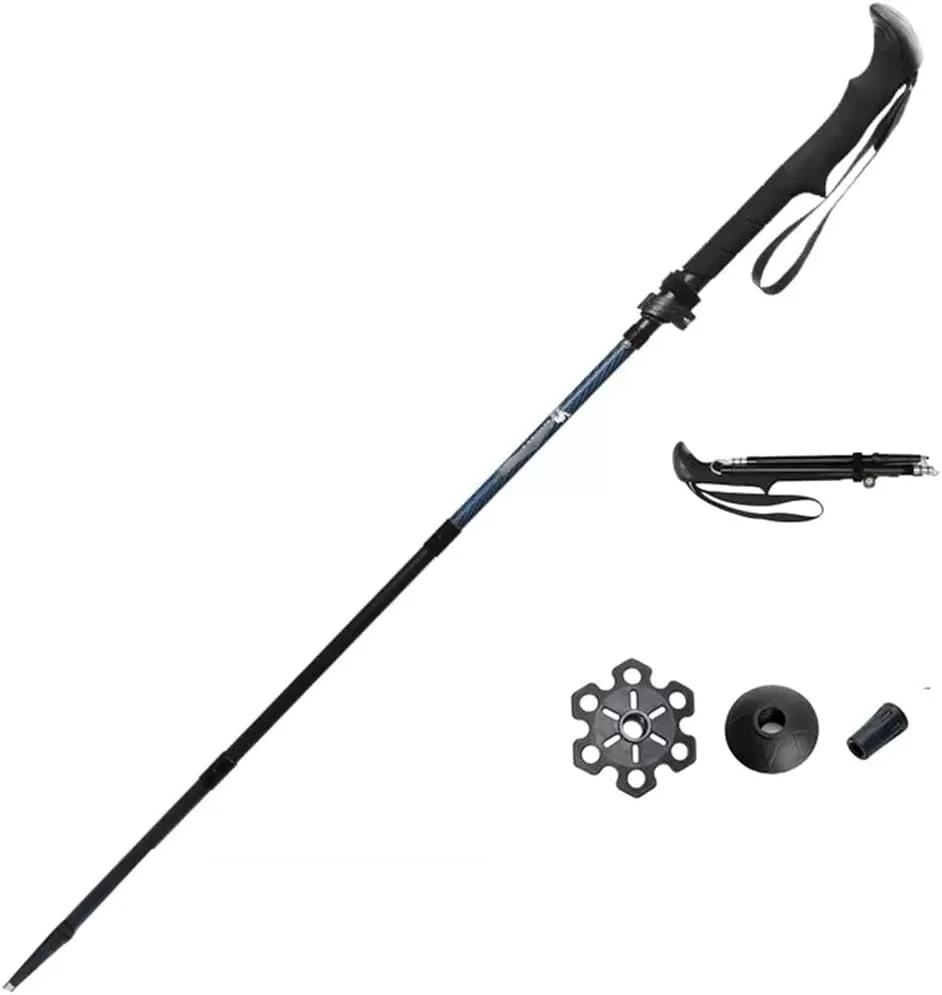 Ultralight Foldable Trekking Poles – One-Piece Construction Technology, 9.5 Oz Carbon Fiber Hiking Poles for Active Trekkers, Portable Walking Hiking Sticks for Men Women (Color : Blue)
