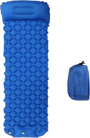 Ultralight Inflatable Sleeping Mat for Camping and Backpacking, Built in Pump for Quick Inflation, and Water Proof, Compact and Easy to Store (Deep Blue)