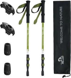 Ultralight Trekking Pole Carbon Fiber & Aluminum Alloy Hiking Pole 3-Section Telescopic Hiking Stick with EVA Foam Grips Adjustable Walking Stick for Hiking