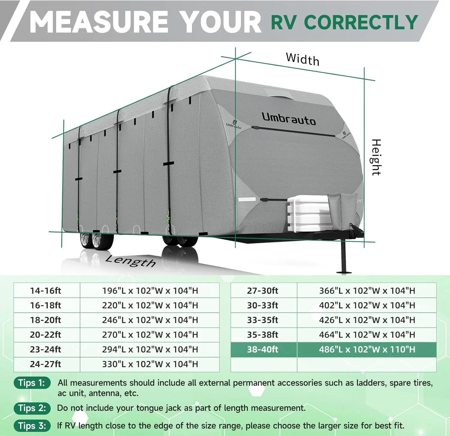 Umbrauto RV Cover 27-30ft: 7 Layers Travel Trailer Cover, Waterproof Camper Cover, Toy Hauler Cover with Tongue Jack Cover, Extra Windproof Ropes, Gutter Covers