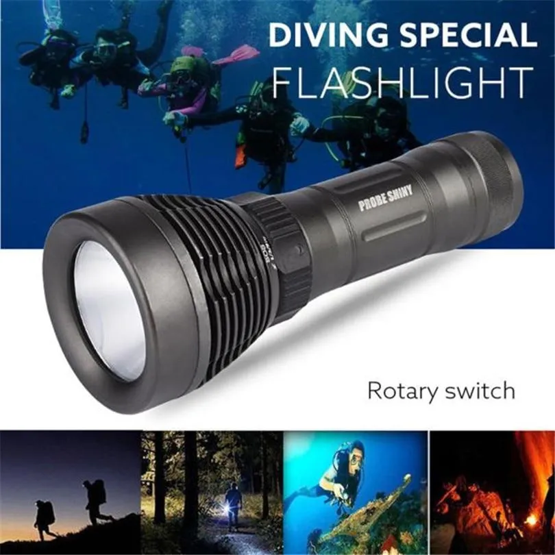 Underwater Diving Diver Flashlight Torch 5000 Lumens XM-L T6 LED Light Lamp Waterproof  Use 18650 Battery Bicycle Light 40OT17
