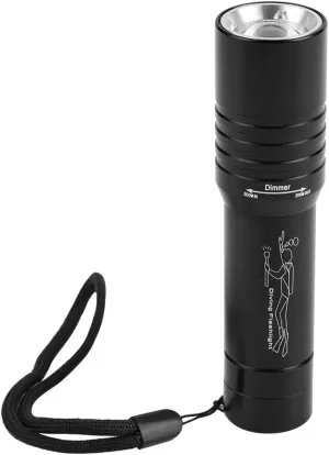 Underwater Diving Flashlight Zoomable 1200LM LED for Diving, Aluminum IP68, Black