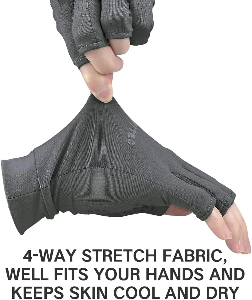 Unisex UV Protective Fingerless Gloves UPF 50  Summer Sun Glove for Outdoor Fishing Cycling Hiking Driving Kayaking