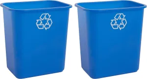United Solutions 7 Gallon / 28 Quart Space Saving Recycling Bin, Fits Under Desk and Small, Narrow Spaces in Commercial, Kitchen, Home Office, and Dorm, Easy to Clean, (Pack of 2), Recycle Blue