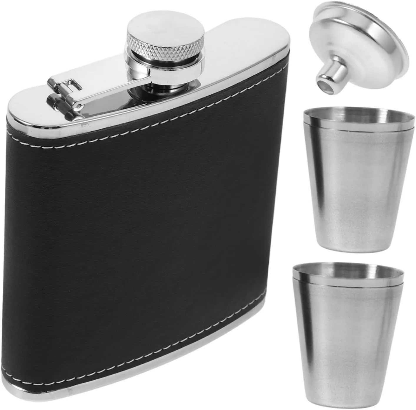 Unomor 6oz Stainless Steel Flask Cup Funnel Compact Wine Flask for Travel Camping Hiking Leakproof