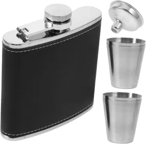 Unomor 6oz Stainless Steel Flask Cup Funnel Compact Wine Flask for Travel Camping Hiking Leakproof