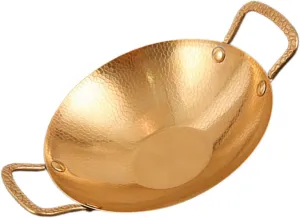 Unomor Cooking Pots Stainless Steel Dry Wok Pan Hammered Design Easy to Clean and Sturdy for Camping