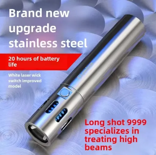 Updated High-grade Stainless Steel 100000Lumens White Laser Tactical Flashlight With 21700 Tesla Li-ion Battery 10-20 Hours High Endurance 20 Years of Use