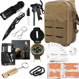 Upgrade Survival Gear and Equipment Kit 41 in 1, Gifts for Men Dad Husband, Professional Cool Gadget Tactical First Aid Supplies Tool Kit for Outdoor Emergency Camping Hiking Fishing Hunting
