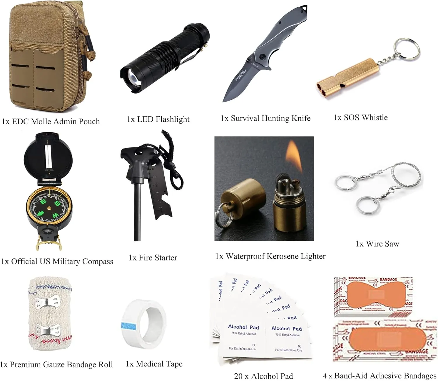Upgrade Survival Gear and Equipment Kit 41 in 1, Gifts for Men Dad Husband, Professional Cool Gadget Tactical First Aid Supplies Tool Kit for Outdoor Emergency Camping Hiking Fishing Hunting