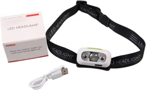 UPKOCH Headlamp with Motion Sensor Rechargeable Headlight for Camping Hiking Running Bicycle Outdoor Activities Hands- Flashlight
