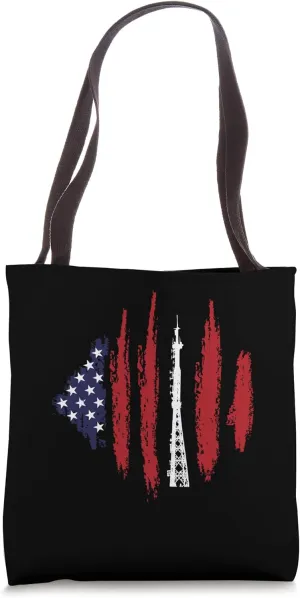 USA America Flag Tower Climber Tote Bag