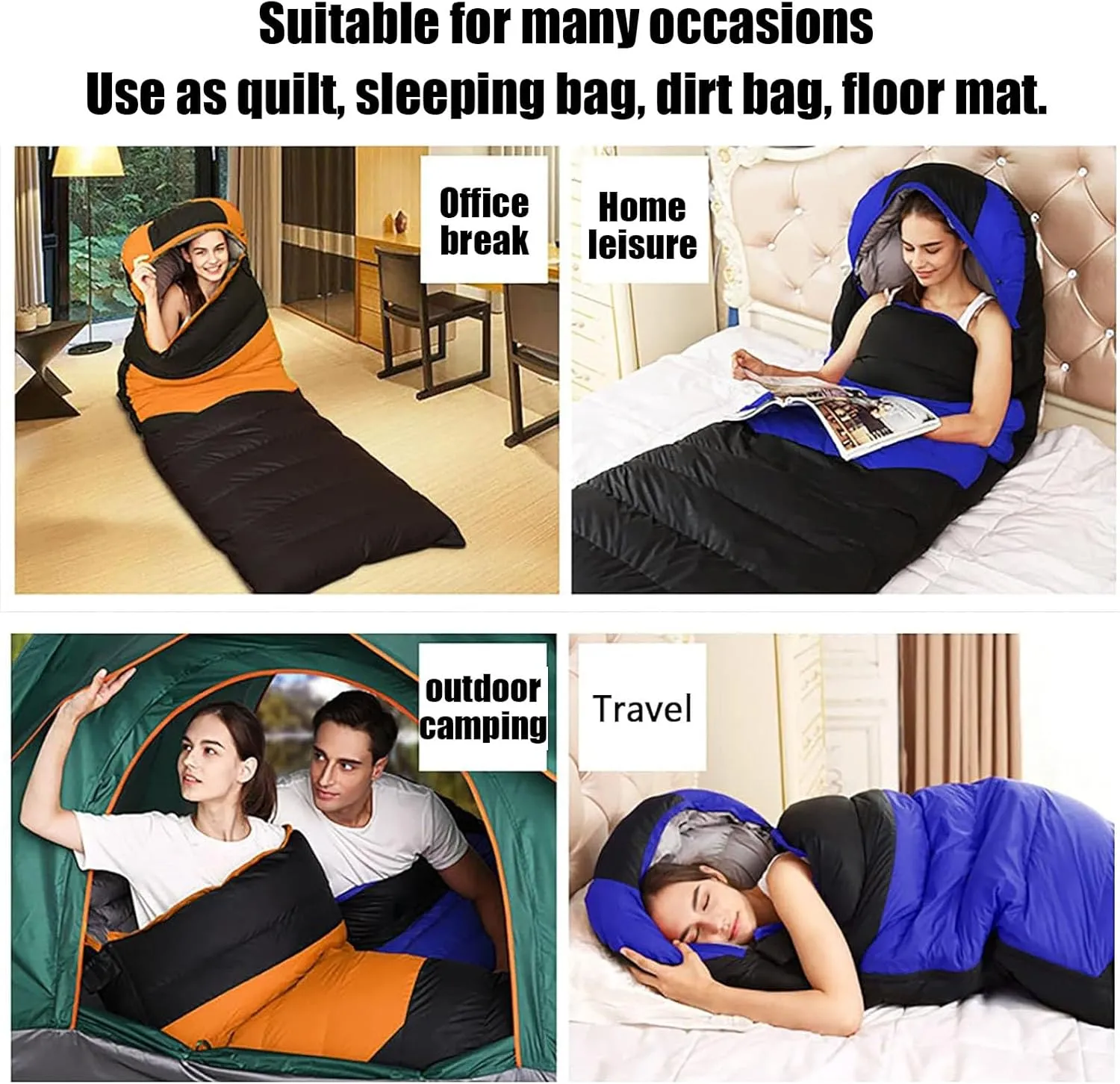 USB Heated Sleeping Bag with 20000mAh Power Bank, 3 Season Waterproof Lightweight Comfortable Sleeping Bag for Adults Traveling, Camping - 3 Heats Setting