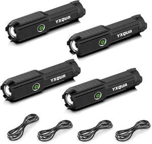 USB Rechargeable Flashlight - Small & Bright LED Mini Flashlights, High Lumens, 4 Modes, Zoomable, The Size of Pocket Gifts for Kids (4 Pack)