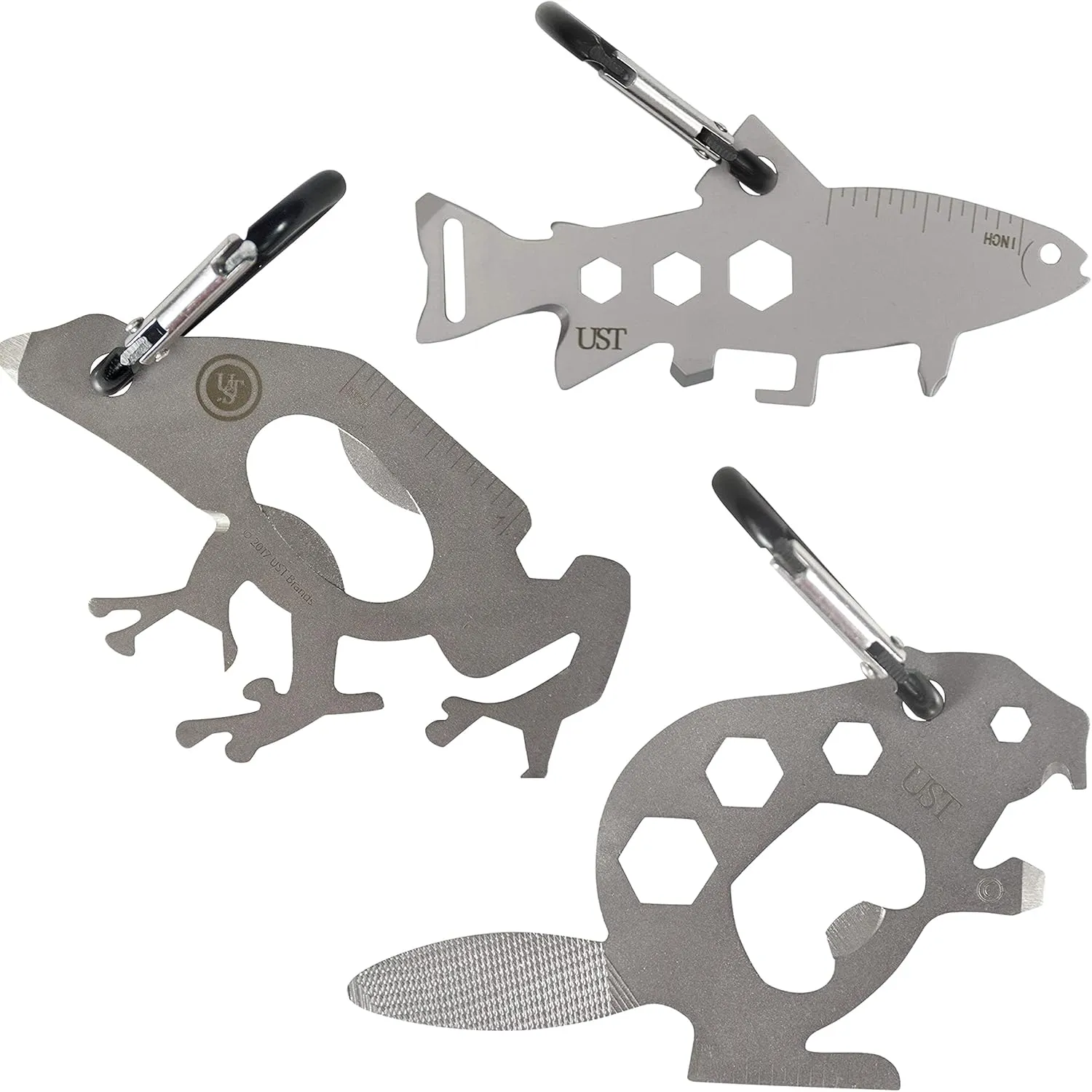 ust Tool-a-Long Carabiner Clip Multi-Tool Bundle Featuring a Themed Collection of Compact Stainless Steel Tools! (Down by the River)