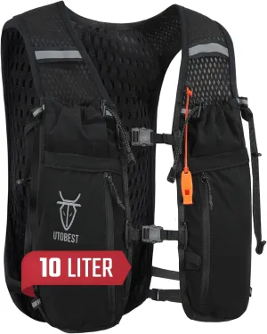 UTOBEST Upgrade Running Hydration Vest 10L, Running Backpack for Women Men Multi-Functional Storage, Adjustable Water Vest for Trail Marathon Race Jogging Cycling