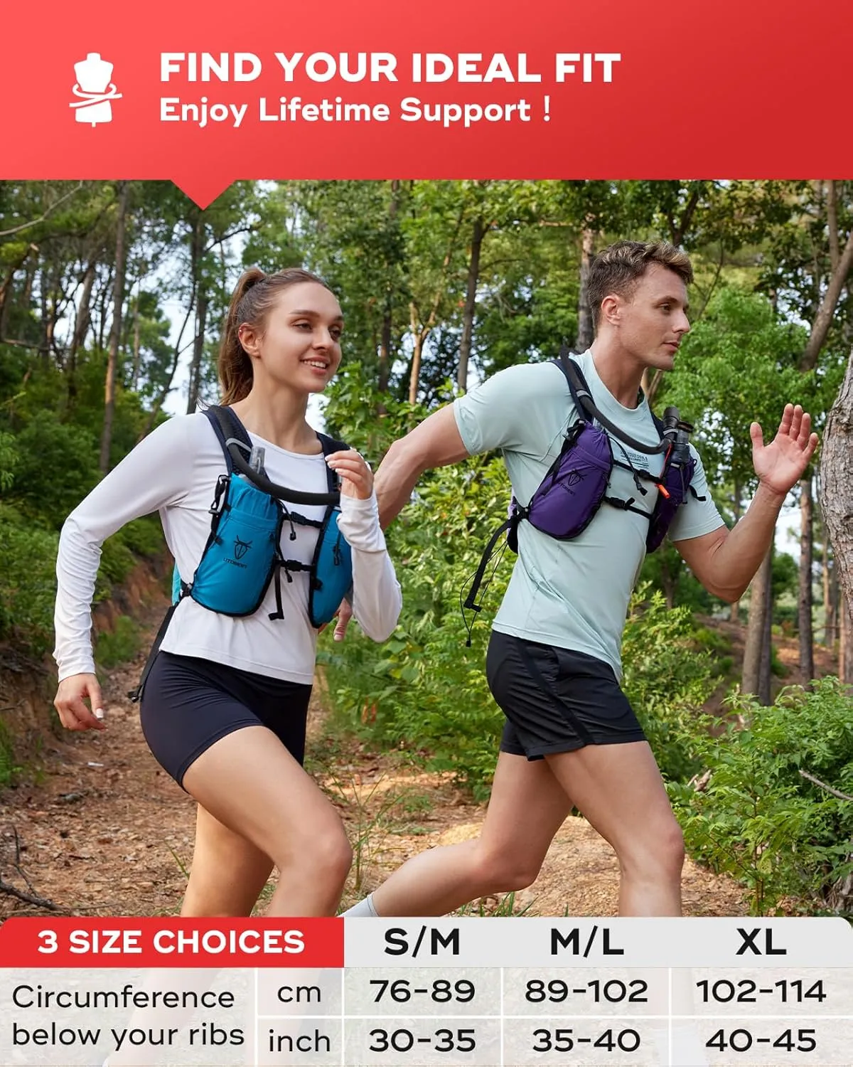 UTOBEST Upgrade Running Hydration Vest 10L, Running Backpack for Women Men Multi-Functional Storage, Adjustable Water Vest for Trail Marathon Race Jogging Cycling