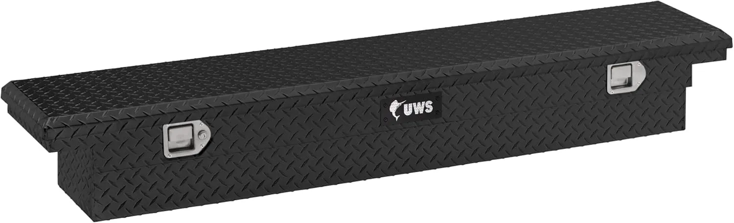 UWS TBS-69-SL-LP-BLK Black Single Lid Slim Line Aluminum Low Profile Toolbox with Beveled Insulated Lid