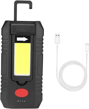 Vaguelly Portable Led Work Light Magnetic Clip USB Rechargeable Cob Camping Lamp Brightness Multi-Function Flashlight for Emergency and Outdoor Use