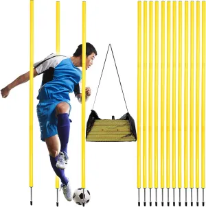 VAIPI Agility Training Poles Equipment, 12 Pcs Sports Agility Poles Soccer Training Poles Speed Training Pole Yellow Coaching Sticks Sports Equipment for Outdoor (15.7-51 Inch)