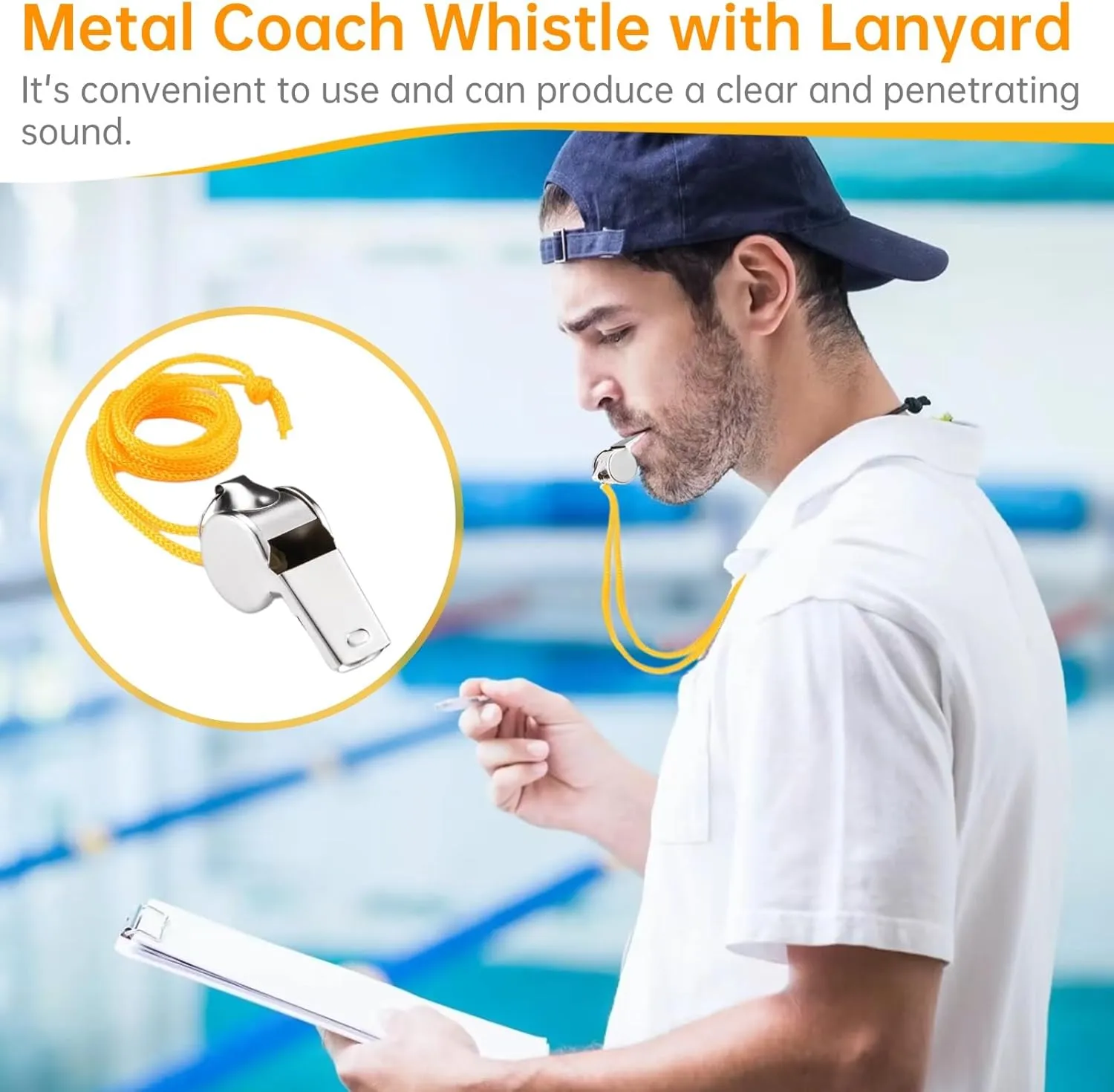 Varku 304 Stainless Steel Whistles Bulk, Waterproof Whistles with Lanyard for Indoor Outdoor
