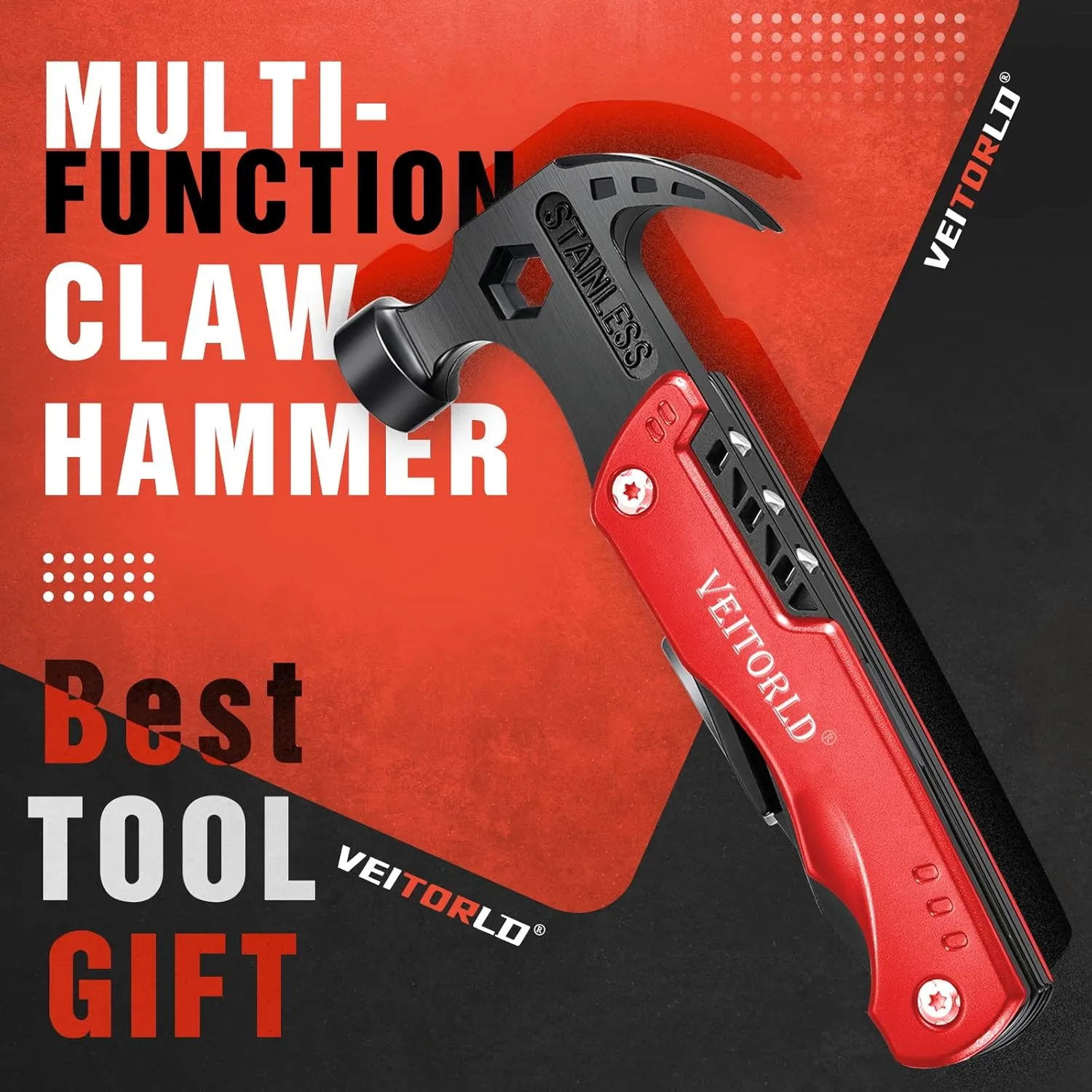 VEITORLD Gifts for Men Women Fathers Day, Anniversary Birthday Gifts Ideas for Dad Grandpa Him, All in One Tools Hammer Multitool, Camping Accessories Survival Gear, Unique Fishing Hunting Tools Gifts