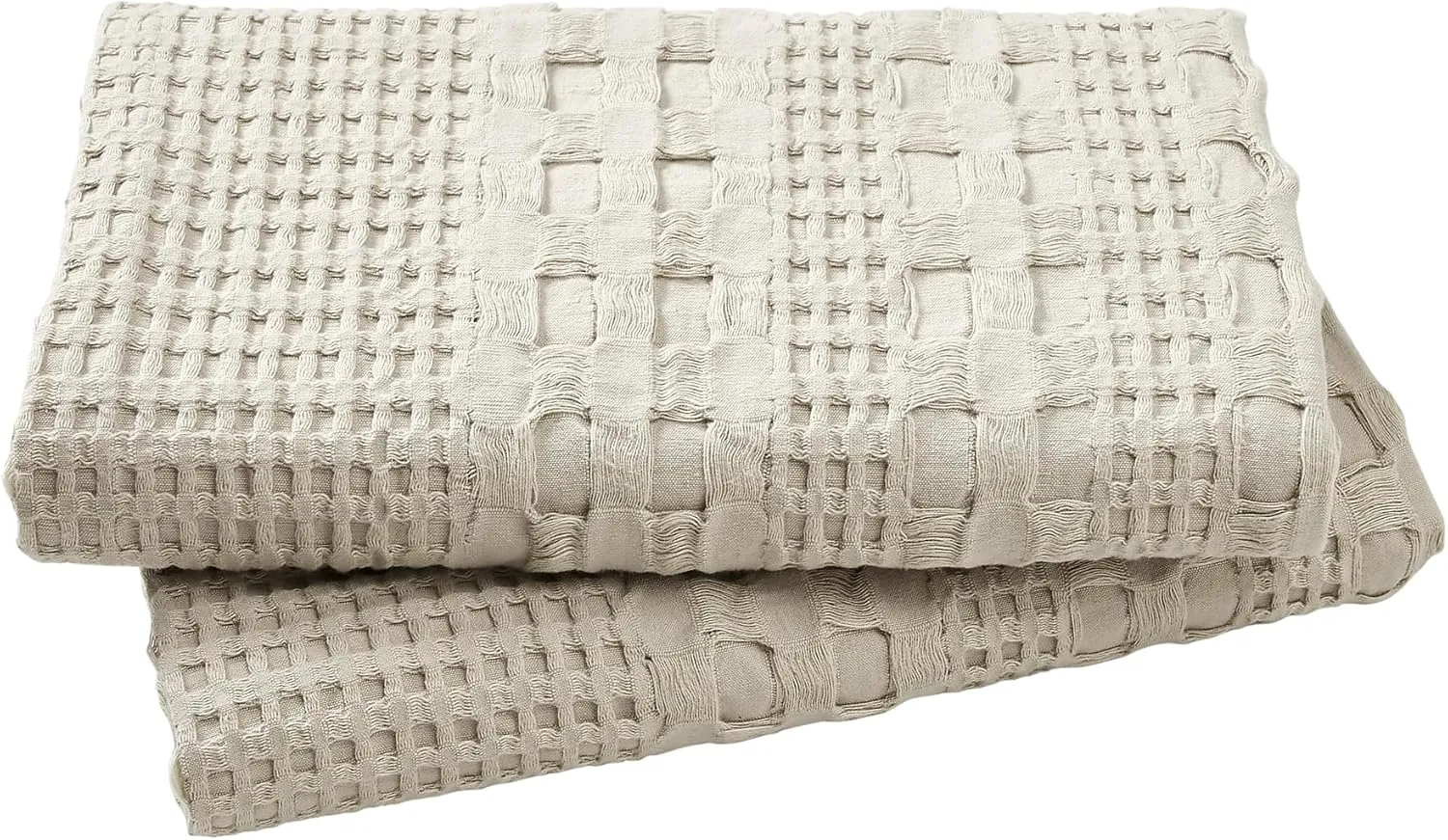 VHC Brands 100% Cotton Waffle Weave Natural Standard Sham Set of 2 20x26, Decorative Throw Pillow Covers/Shams, Boho Farmhouse Bedroom Decor