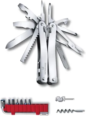 Victorinox Swiss Tool Spirit X Plus Ratchet Swiss Army Knife, 35 Function Swiss Made Multi-Tool with Needle-Nose Pliers, Wire Cutter, Crate Opener and Large Blade - Silver