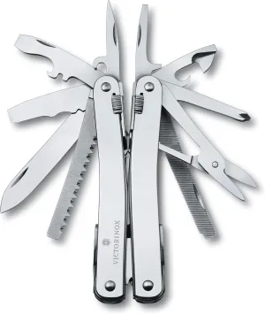 Victorinox Swiss Tool Spirit X Swiss Army Knife, 24 Function Swiss Made Multitool with Large Blade, Pliers and Wire Cutter - Silver with Nylon Pouch