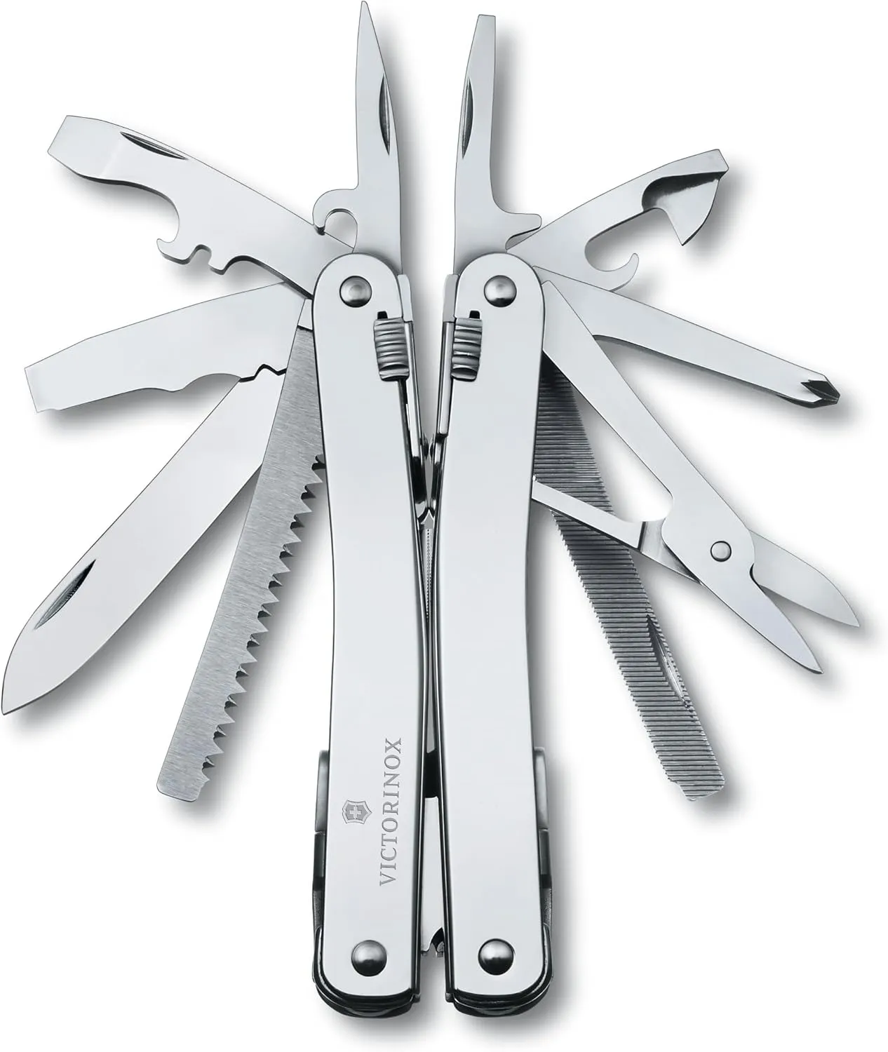 Victorinox Swiss Tool Spirit X Swiss Army Knife, 24 Function Swiss Made Multitool with Large Blade, Pliers and Wire Cutter - Silver with Nylon Pouch