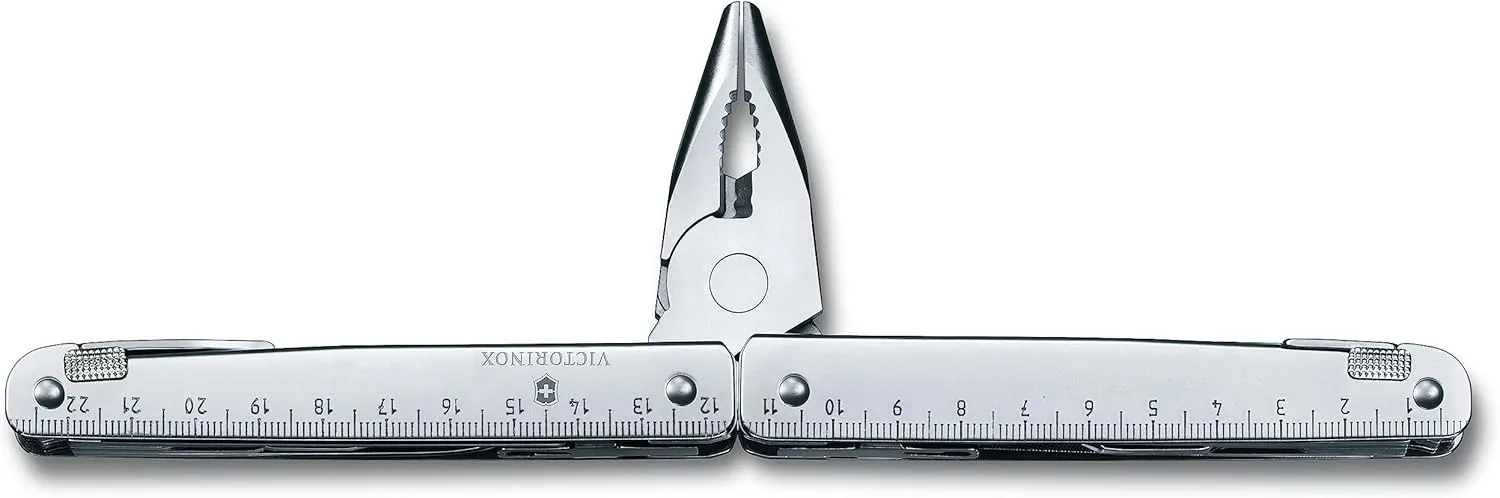 Victorinox Swiss Tool X Plus Ratchet Swiss Army Knife, 35 Function Swiss Made Multi-Tool with Needle-nose pliers, Wire Cutter, Crate Opener and Large Blade - Silver