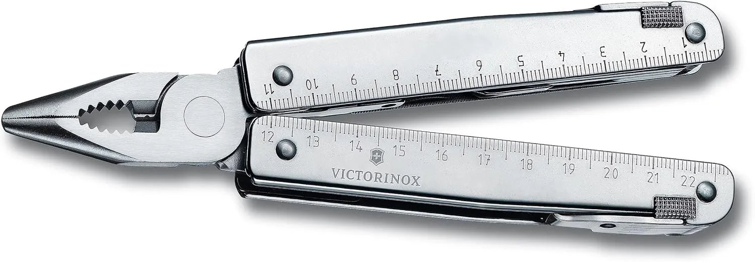 Victorinox Swiss Tool X Plus Ratchet Swiss Army Knife, 35 Function Swiss Made Multi-Tool with Needle-nose pliers, Wire Cutter, Crate Opener and Large Blade - Silver