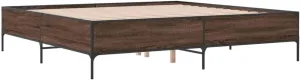 vidaXL Bed Frame Brown Oak Engineered Wood, Steel 79.9 x 79.9 in Durable