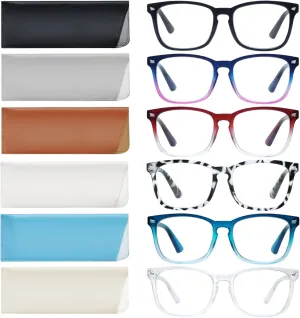 VIDEBLA 5 Pack Blue Light Blocking Reading Glasses,Spring Hinge Readers for Women Men,Anti UV Ray Filter Nerd Eyeglasses