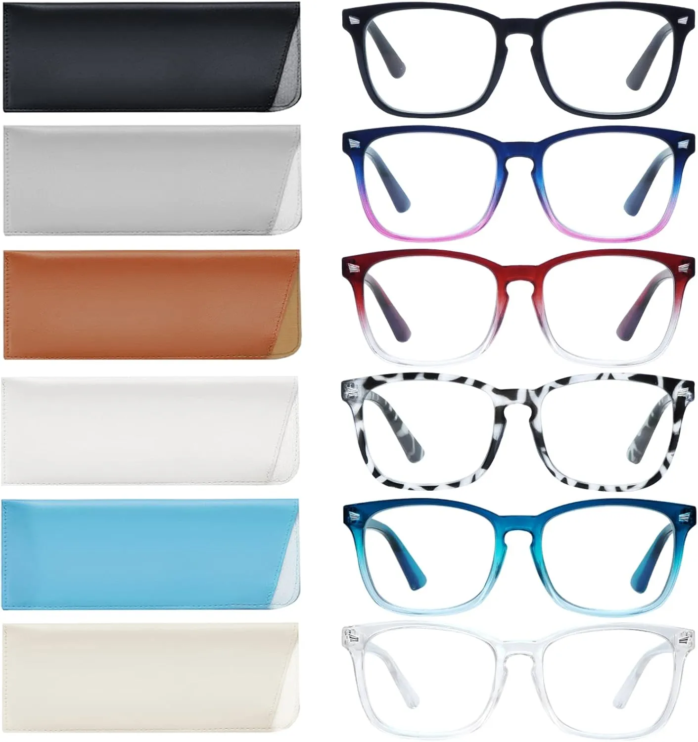 VIDEBLA 5 Pack Blue Light Blocking Reading Glasses,Spring Hinge Readers for Women Men,Anti UV Ray Filter Nerd Eyeglasses