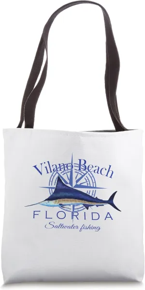Vilano Beach Florida Sailfish Billfish Saltwater Fishing Tote Bag