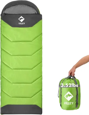 VILLEY Camping Sleeping Bag for Adults Boys and Girls, Lightweight Compact Backpacking Sleeping Bag for Outdoor, Traveling, Hiking