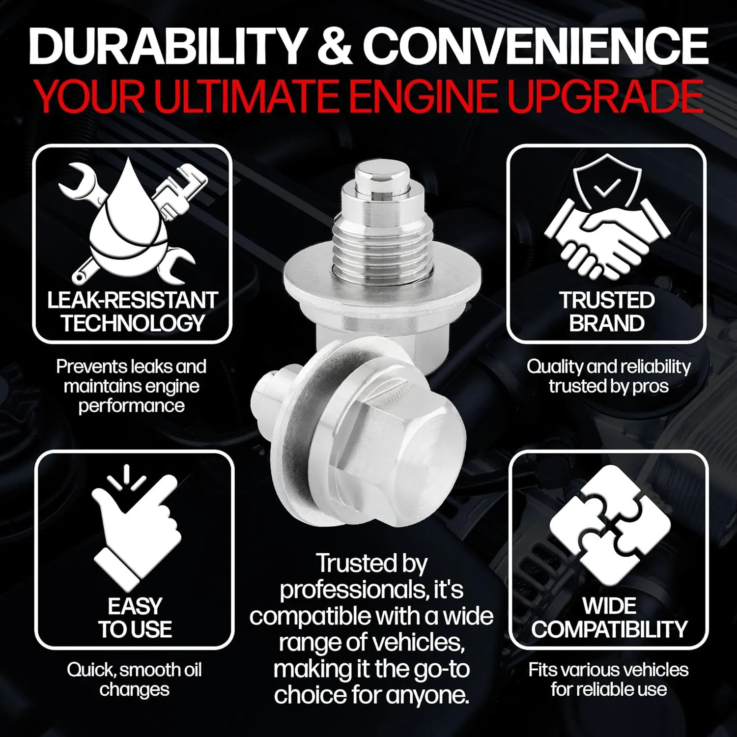 Votex - Made In USA - M12 X 1.25MM Magnetic Engine Oil Drain Plug fits Infiniti, Lexus, Nissan, Toyota - Stainless Steel - Part Number DP006