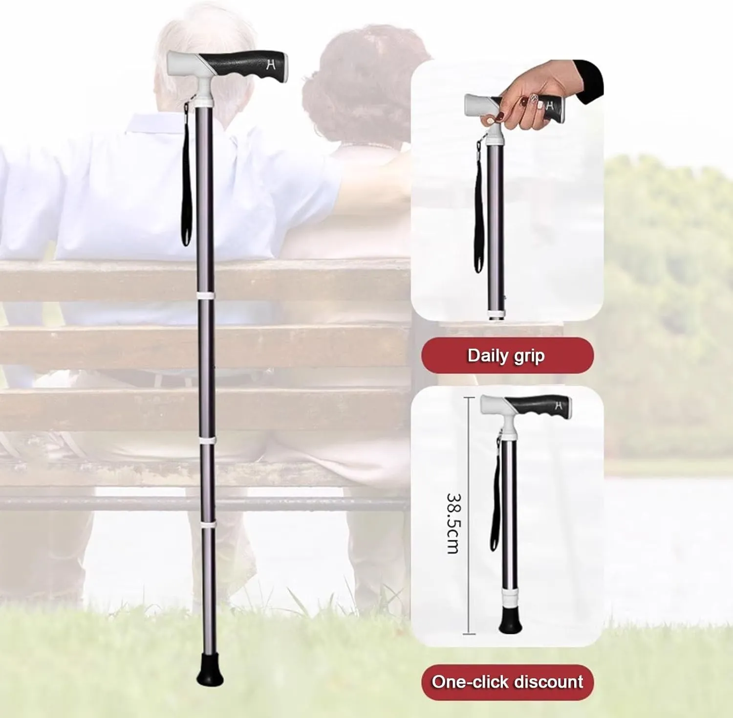 Walking Canes for Seniors Walking Poles with Adjustable Height Lightweight Sturdy Walking Crutches Walking Stick for Women Men Adults(A,38~105cm)