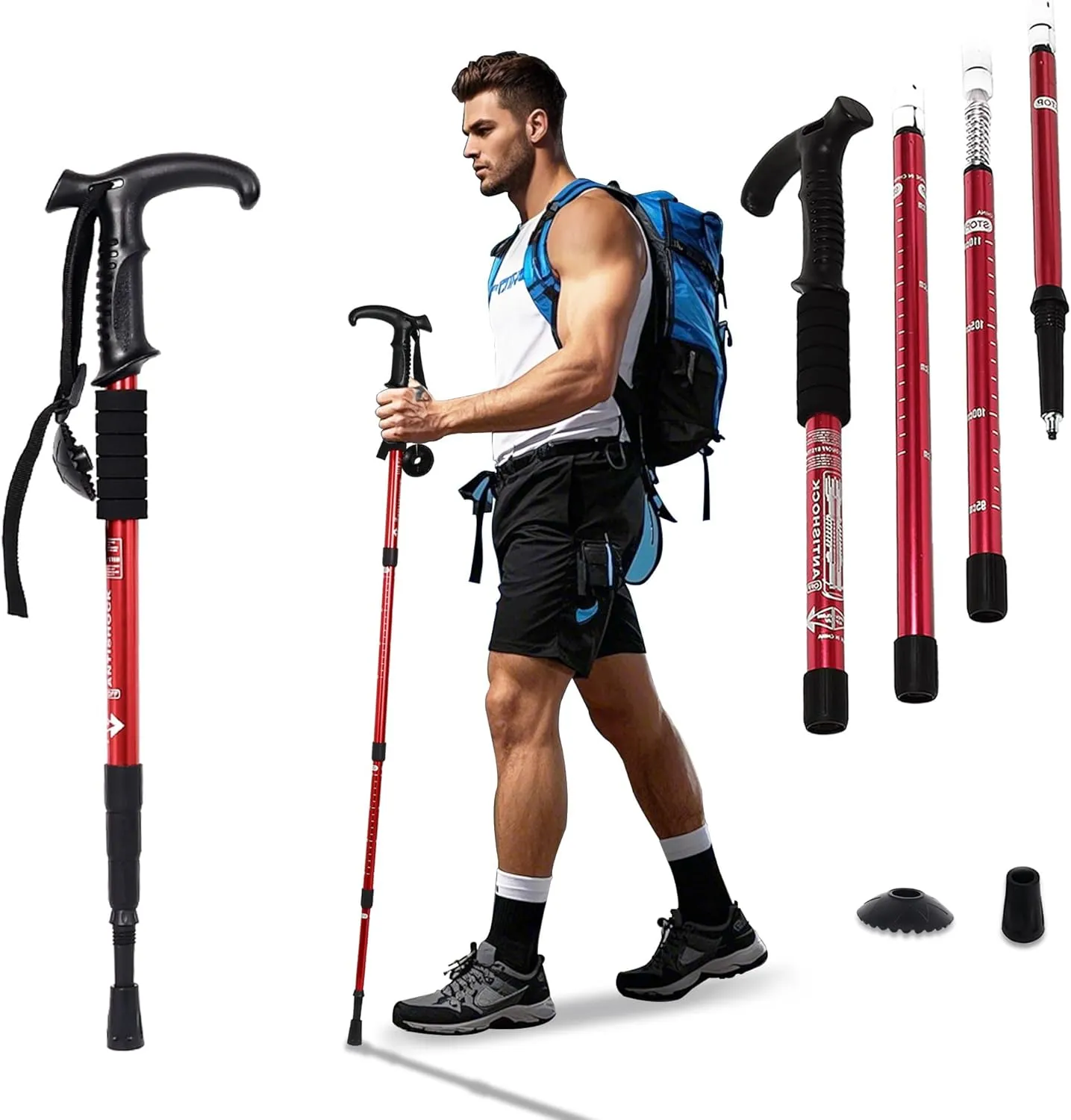 Walking Stick for Hiking, Adjustable Hiking Poles Lightweight for Men, Women and Kids, Walking Canes for Seniors Balance, Aluminum Trekking Poles Use for Travel, Skiing, Hiking, Mountaineering
